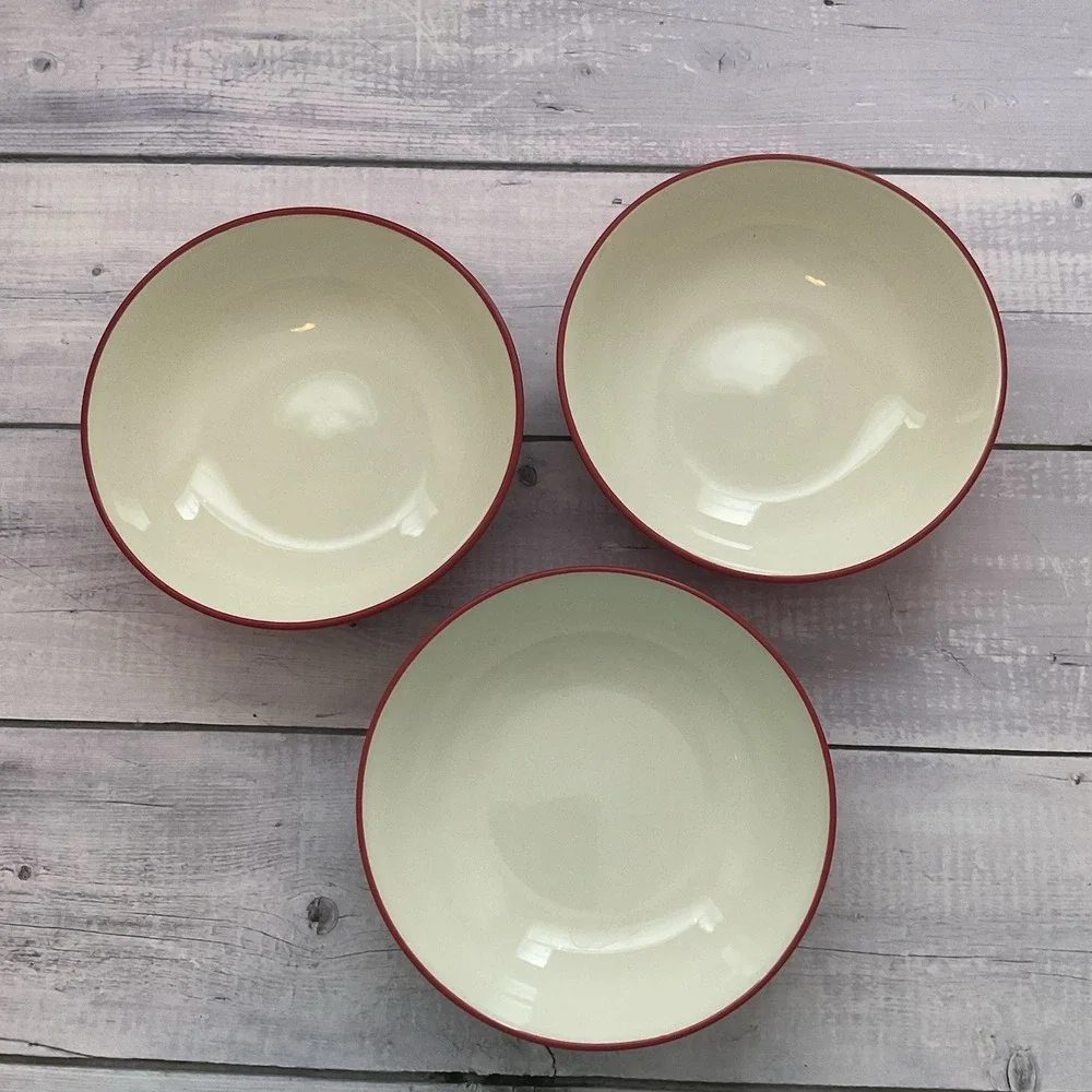 Noritake‎ Stoneware Colorware Cereal Bowls Set Of 3 Raspberry Red 8045
